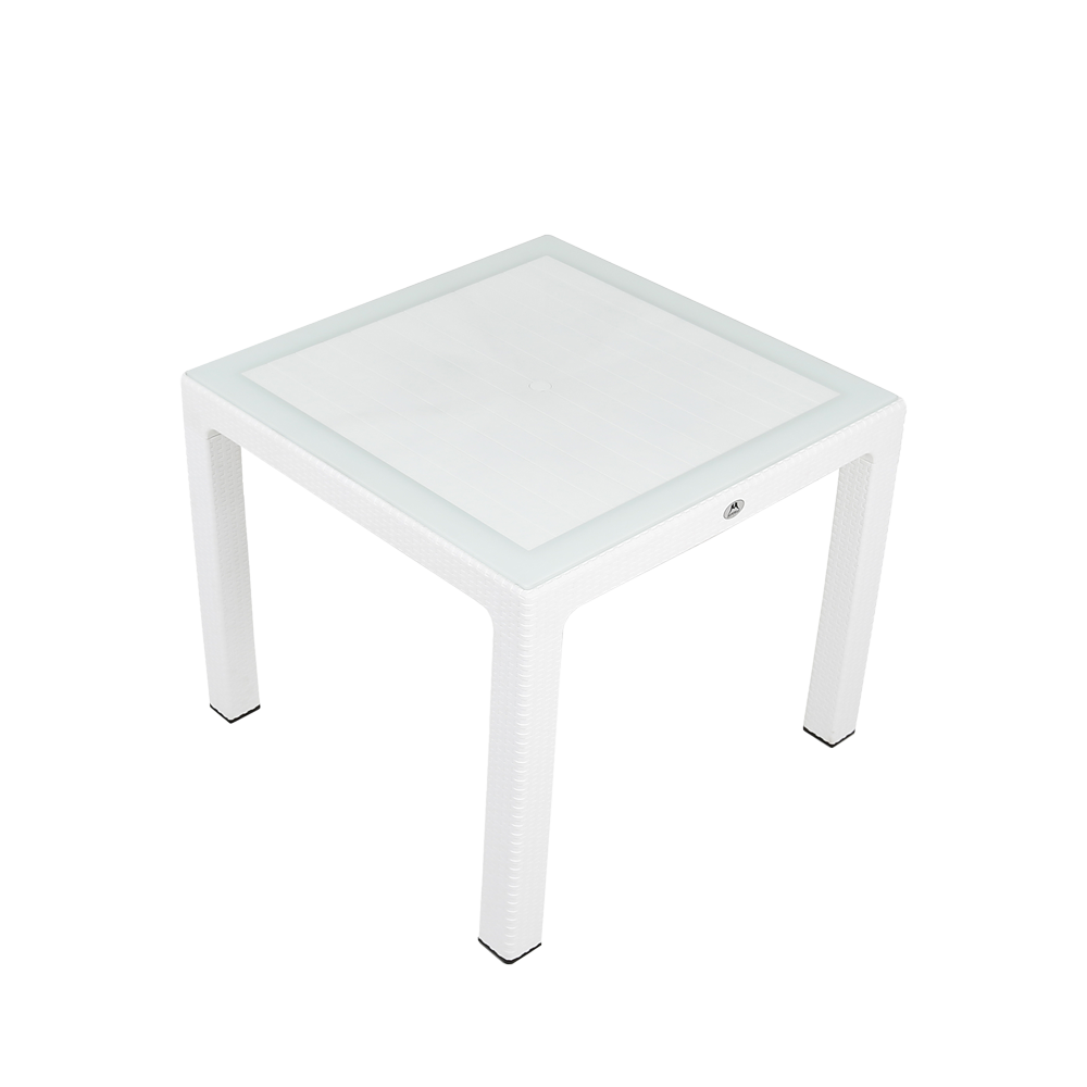 90X90 ELİT RATTAN MASA (CAMLI)