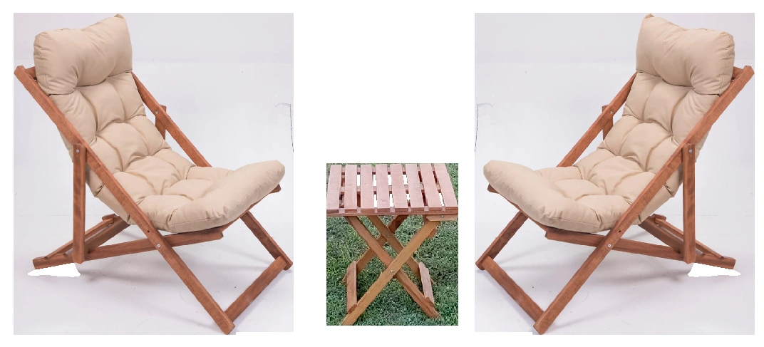 AHŞAP KADEMELİ ŞEZLONG TAKIMI