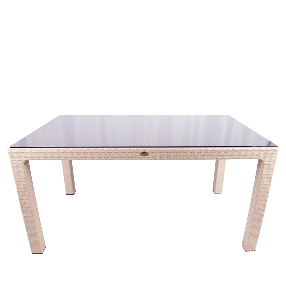 90X150 ELİT RATTAN MASA (CAMLI)